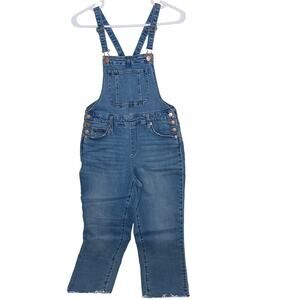 Universal Thread Overalls Womens 2 26R Blue Medium Wash Cropped Raw Hem Denim